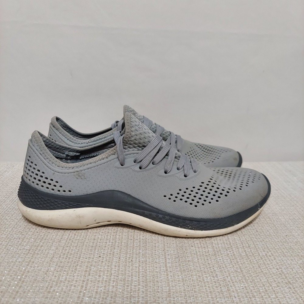 Crocs LiteRide 360 Pacer Shoe Mens 9 Gray Lace Up‎ Casual Comfort Sneaker 206715